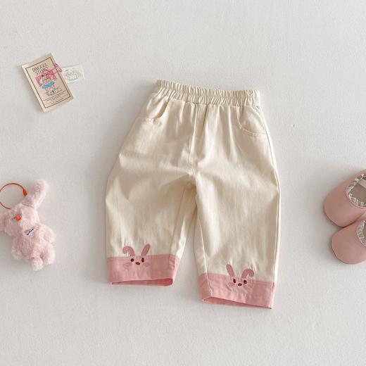 【时尚韩版拼接设计，清新刺绣点缀！】女童小兔直筒裤新款 夏季女宝宝韩版拼接刺绣裤子薄款 儿童休闲裤-QQ 商品图5
