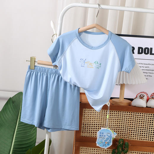 （两套5折）儿童男女款中小童A类无骨莫代尔短袖家居服套装 商品图5