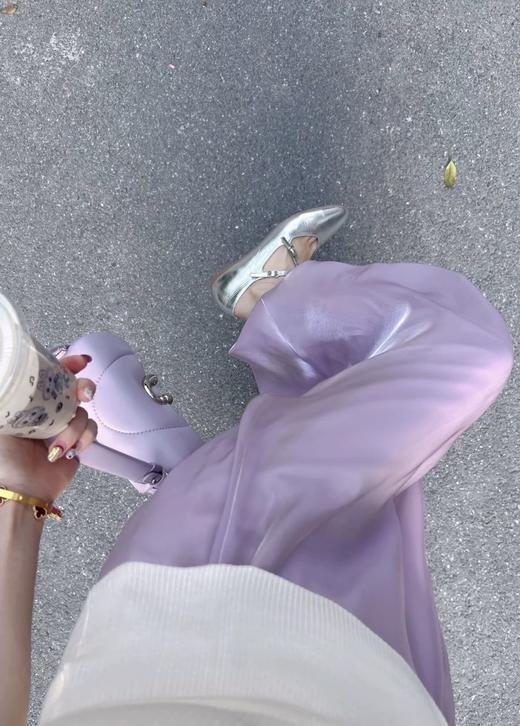 客供珠光缎流光熠熠淡淡粉紫色花苞半裙 商品图11