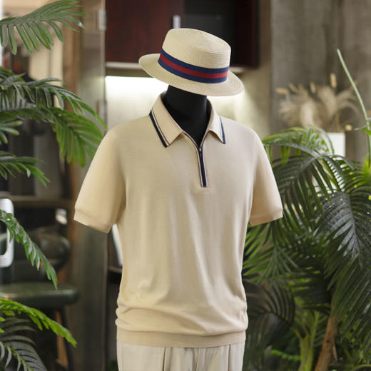 25新款 男士桑蚕丝/莱赛尔/棉 运动风POLO衫/圆领T恤   多色可选 商品图4