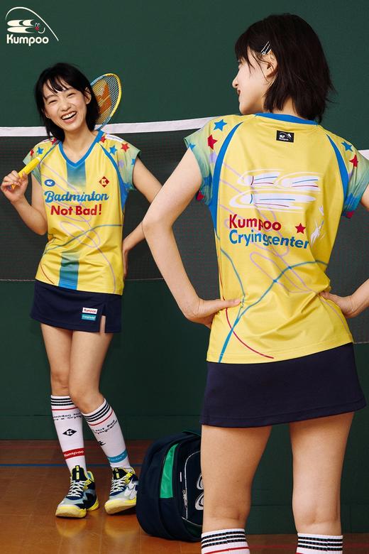 CryingCenter x kumpoo薰风羽毛球联名系列星星撞色小飞袖轻薄透气休闲赛服 商品图7