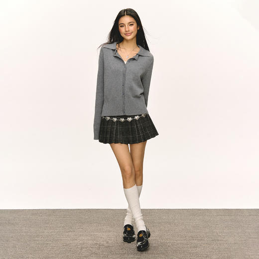 Ariseism 美式复古设计感翻领开衫毛衣外套女春秋新款上衣 商品图4