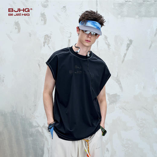 BJHG不计后果 速干透气背心男夏潮牌宽松运动休闲篮球健身无袖t恤 商品图1