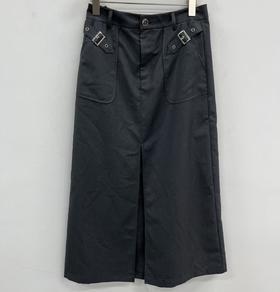 NC束带设计双口袋开叉长半裙（灰）夏季152520170321