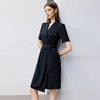 IWY/夏季短袖西装连衣裙女高级感黑色绑带正式场合接待职业套裙Q1386 商品缩略图1