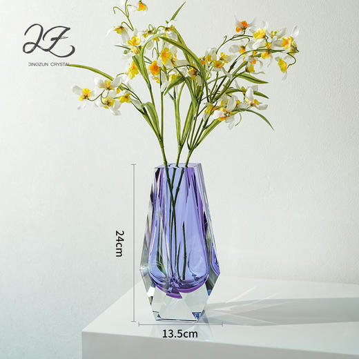 晶尊-菱形水晶紫花瓶 商品图2