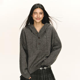 Ariseism 美式复古连帽宽松毛衣外套女春秋新款上衣