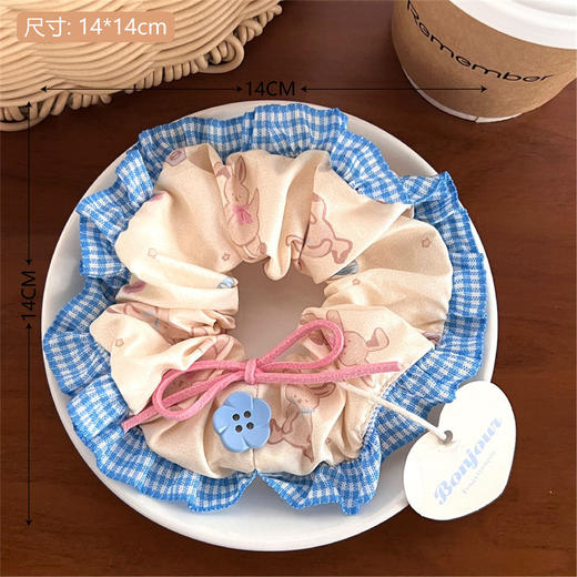 【夏日清爽，花边蝴蝶结发圈！】夏日清爽蝴蝶结蕾丝花边大肠发圈 少女田园风高级感 大号丸子头发绳-QQ 商品图10