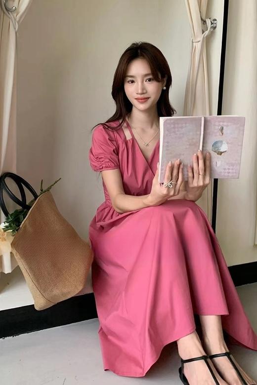 SUMMER & SAGE 玫红色法式茶歇连衣裙 20418 商品图2