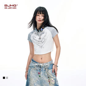 BJHG不计后果 美式凉感短袖t恤女夏季潮牌修身设计感短款半袖衣服