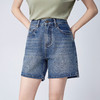 COCO ZONE 刘一一【100棉】复古做旧水洗高腰牛仔短裤CD1A0699 商品缩略图1