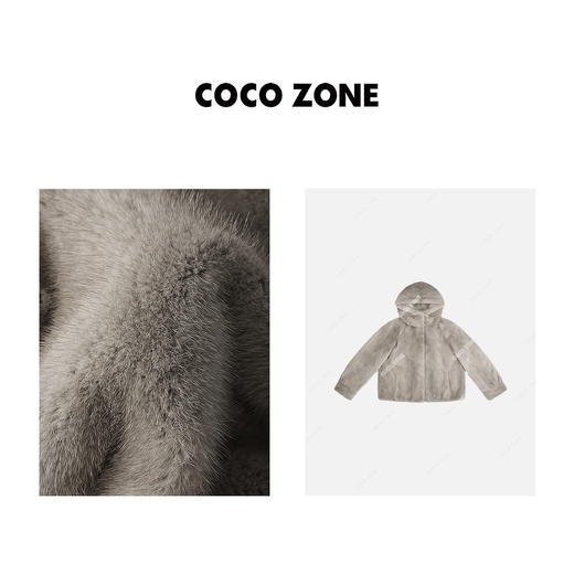 刘一一&COCO ZONE高级感气质连帽皮毛一体保暖皮草外套23C30607 商品图2
