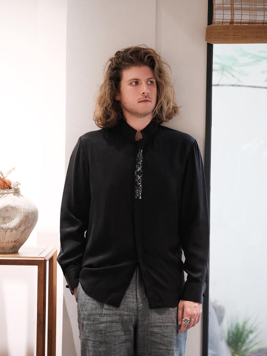 盛唐牡丹|绣花对襟男士衬衫 商品图0