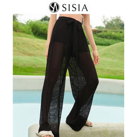 sisia2024新款泳衣女沙滩裤遮肚显瘦防晒宽松薄纱镂空半透明长裤SWC24-02A SWC24-03B