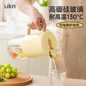 【6F】多样屋（TAYOHYA）UKA半包款玻璃壶冷水壶耐高温加厚防爆高硼硅玻璃杯家用果茶水壶 半包冷水壶 1500ml