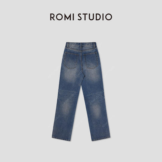 ROMI STUDIO重手工扎花工艺 复古大牛洗水牛仔裤RW24AX80966 商品图1