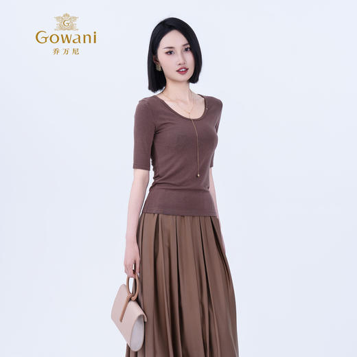 【三色可选】乔万尼新品修身显瘦大圆领短袖T恤EZ2C143 商品图7