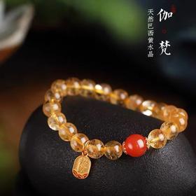 六鑫珠宝 天然巴西黄水晶红玛瑙简约diy黄水晶手串