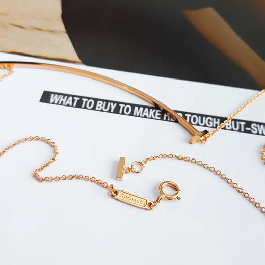 【95新】Tiffany & Co.蒂18K玫瑰金大号笑脸Smile项链y T 系列芙尼Tiffan女士现售价：5500！220525AI02 商品图5