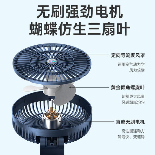 【徐徐自然风，循环享清凉！】USB多功能折叠循环扇 台式壁挂两用 厨房浴室办公室便捷电风扇-QQ 商品图1