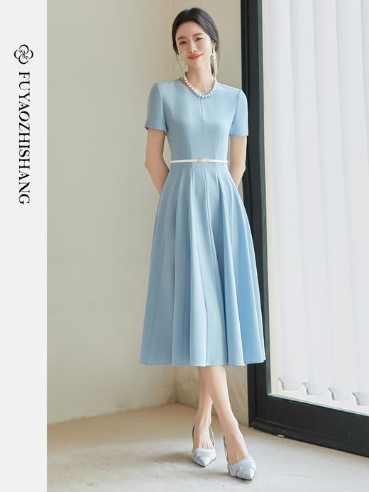 FUYAO扶摇 西装短袖连衣裙女2025夏季优雅名媛风西装裙醋酸小黑裙 商品图6