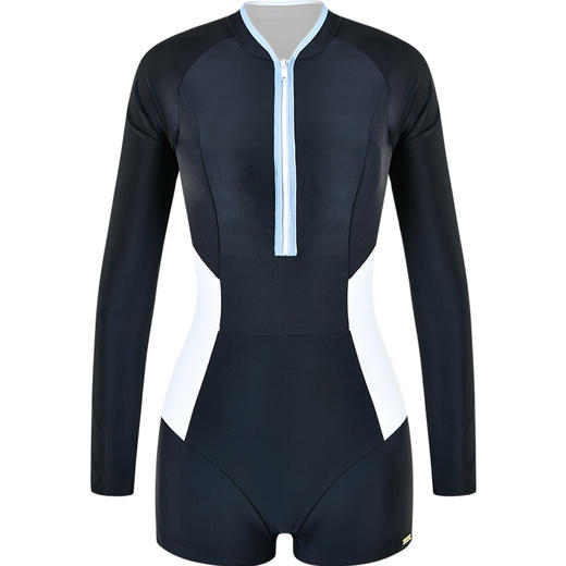 sisia2024新款泳衣女黑色长袖防晒显瘦遮肚游泳温泉保守连体泳衣SWR24-01A 商品图8