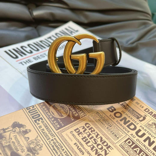 Gucci logo 黑金 腰带 商品图0