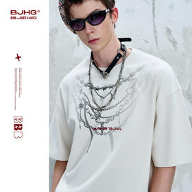 BJHG不计后果 美式短袖t恤男夏季2025新款潮牌针织复古情侣装半袖