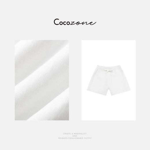 COCO ZONE 刘一一【100亚麻】简约纯色松紧抽绳短裤CD2A0850 商品图6
