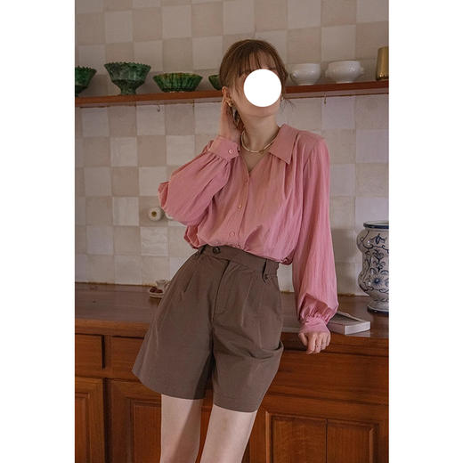 裁缝学苑AH07法式复古宽松尖领小V领灯笼袖衬衫纸样小衫样板 商品图0