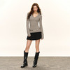 Ariseism 美式复古V领修身针织毛衣女春秋新款内搭打底上衣 商品缩略图4