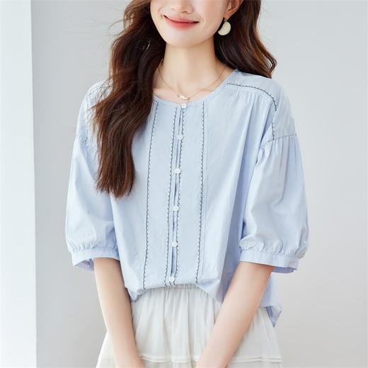 馥迦韩系通勤泡泡袖纯棉衬衫 商品图4