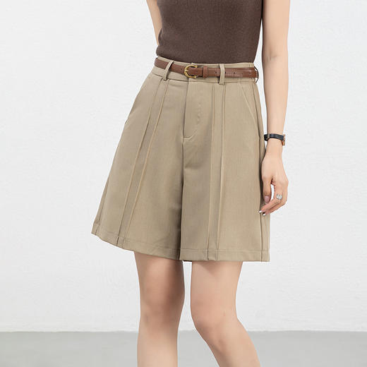 「高货rg」全新升级【铂金会员146/天猫199/差价53】(11709)洛诗琳新款高腰醋酸休闲五分裤2025夏季腰带宽松褶皱短裤 商品图2