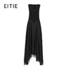 EITIE爱特爱气质优雅拼接修身显瘦不规则裙摆黑色无袖连衣裙夏季新款8207956 商品缩略图6