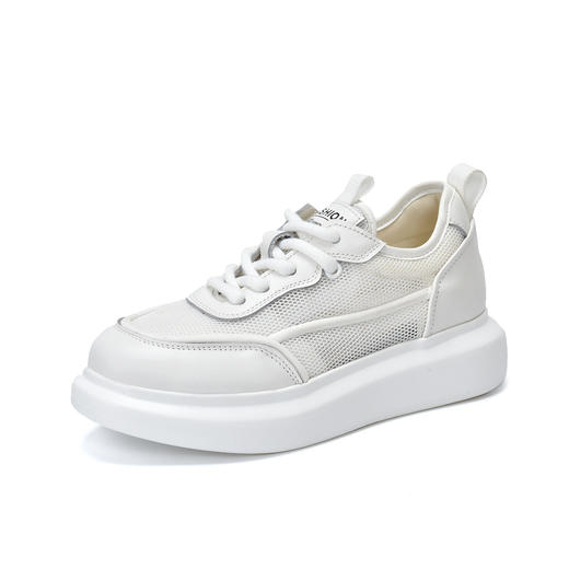 TN T6761-01透气网面系带休闲轻便厚底网鞋真皮小白鞋 商品图4