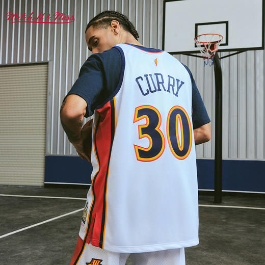 Mitchell&Ness 勇士队 库里 09-10赛季球衣 白色/蓝色 商品图3