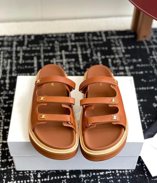 赛琳新款魔术贴细带小标显瘦鞋拖款纯皮凉鞋 商品图6