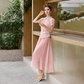 新中式改良刺绣甜美清新套装