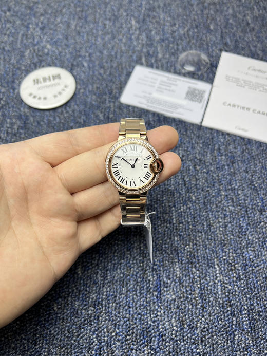 卡地亚AF蓝气球系列 全玫金钻圈款 中号33mm 女士石英腕表 商品图0