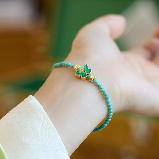 【新款湖北原矿绿松石手链】新中式原矿天然小绿松石手链女 单圈手串 国风超细小众礼物 商品图3
