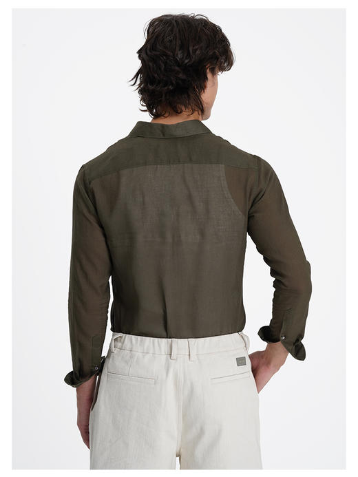 【共享衣橱】callisto海藻绿松弛老钱风亚麻长袖衬衫 商品图4