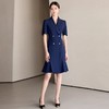 IWY/藏青色职业西装连衣裙女夏季气质修身鱼尾裙主持人演讲比赛正装25Q771 商品缩略图4