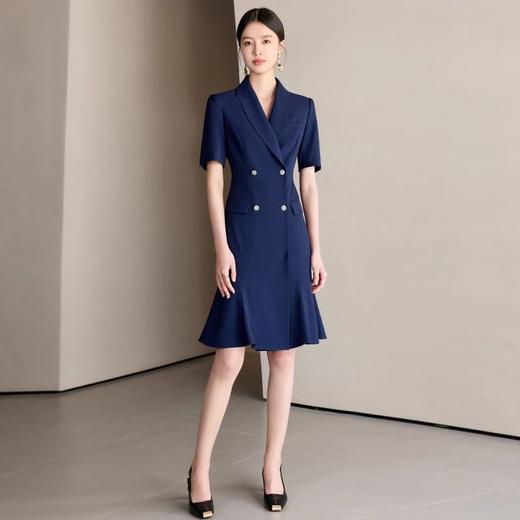 IWY/藏青色职业西装连衣裙女夏季气质修身鱼尾裙主持人演讲比赛正装25Q771 商品图4