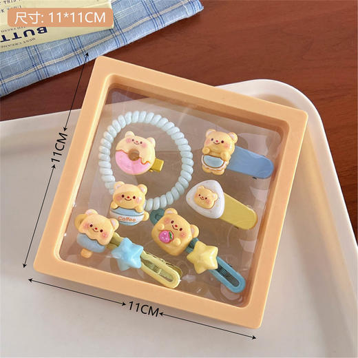 【奶黄小熊发饰，甜美又可爱！】可爱奶黄小熊系列发饰组合 少女甜美碎发刘海夹 高弹力发绳发圈-QQ 商品图9