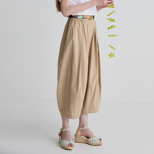 谜底休闲裤女2025夏新品通勤时髦挺阔大廓形哈伦九分裤252MK0663 商品图1