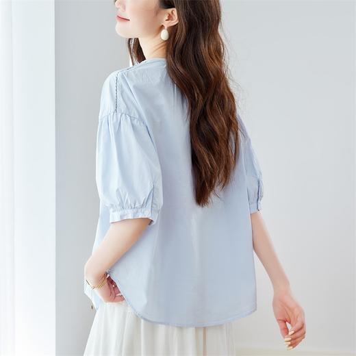 馥迦韩系通勤泡泡袖纯棉衬衫 商品图3