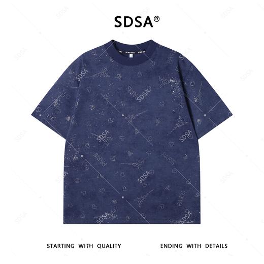 T3768夏季高级感新款男士简约扎染烫钻短袖T恤小众设计感百搭圆领上衣 商品图1