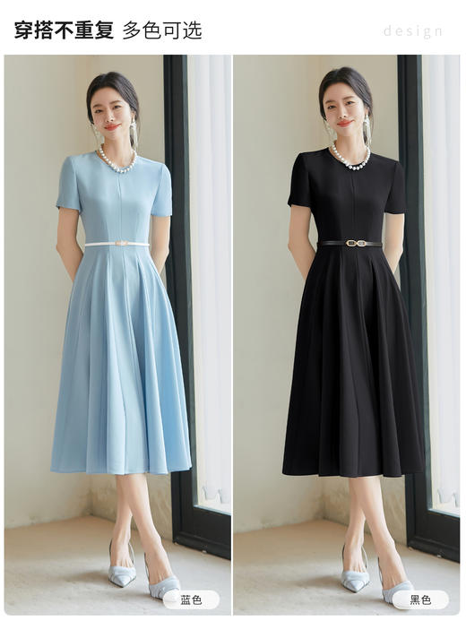 FUYAO扶摇 西装短袖连衣裙女2025夏季优雅名媛风西装裙醋酸小黑裙 商品图1