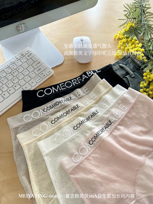 ✨半透蕾丝提花花纹面料 奢华美感高阶性感【复古欧若风10A益生菌加长裆内裤】高颜值英文字母印花点缀 舒适且时尚 无勒感不卷边 商品图2