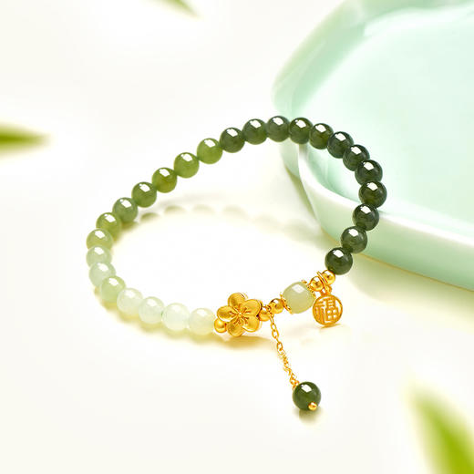 金六福吉祥S925银十里桃花和田玉手串JLFYSC12616★ 商品图4